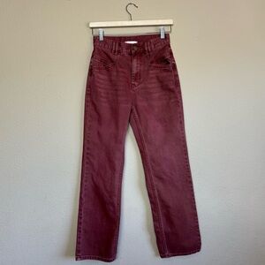 BDG pants women 25 100% cotton straight leg high waist cowboy jeans red